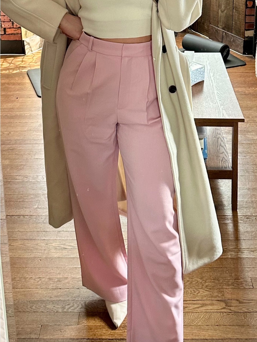 Curve Love Abercrombie & Fitch Women's Light Pink Tailored Pants